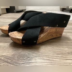Esprit black and cork wedge sandals